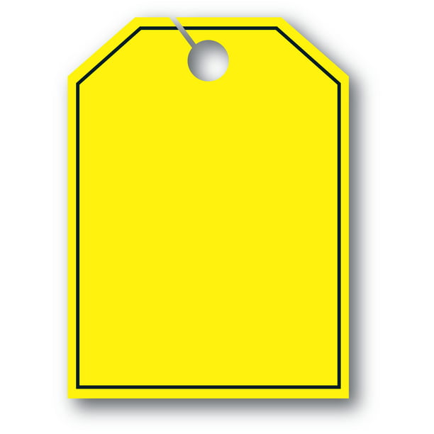 Pack of 50 8 1/2ʺW x 11 1/2ʺL Mirror Hang Tags Fl Yellow Blank with Border 